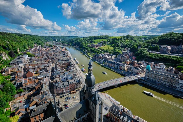 Photo aerial view of dinant town belgium