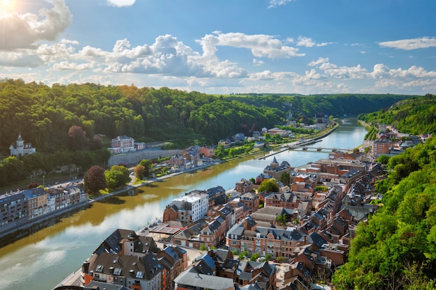 Aerial view of Dinant town, Belgium