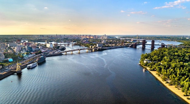 Aerial view of the dnieper in kiev ukraine