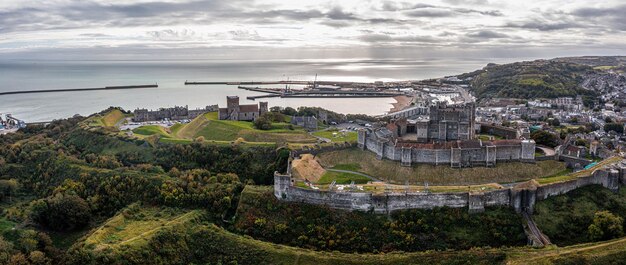 Aerial view of the dover castle the most iconic of all english fortresses