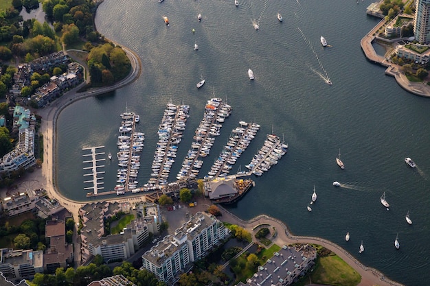 Aerial View of Downtown Vancouver British Columbia Canada Modern City