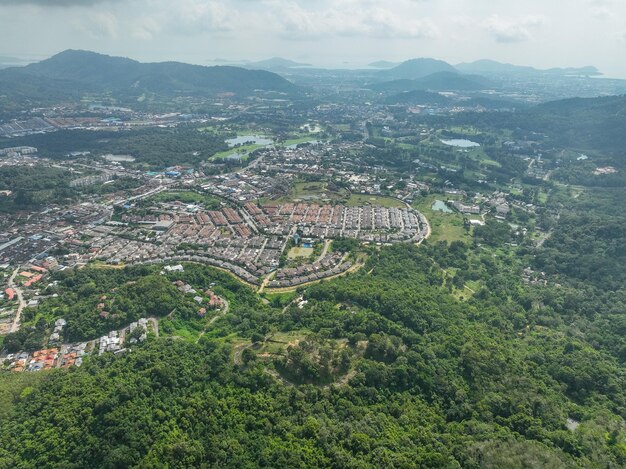 Aerial view Drone camera top view rainforest trees ecology with healthy environment concept and summer background