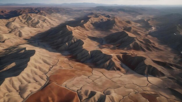 Aerial view of dry land landscape