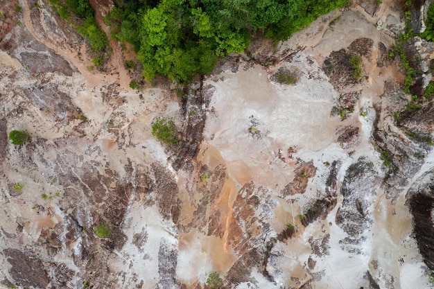 Aerial view of dry land landscapebird eye view Nature environment Dry landscape from a drone Global warming concept