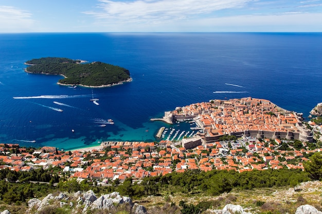 Aerial view of Dubrovnik city in Croatia