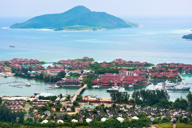 Aerial view of Eden Island Mahe Seychelles.