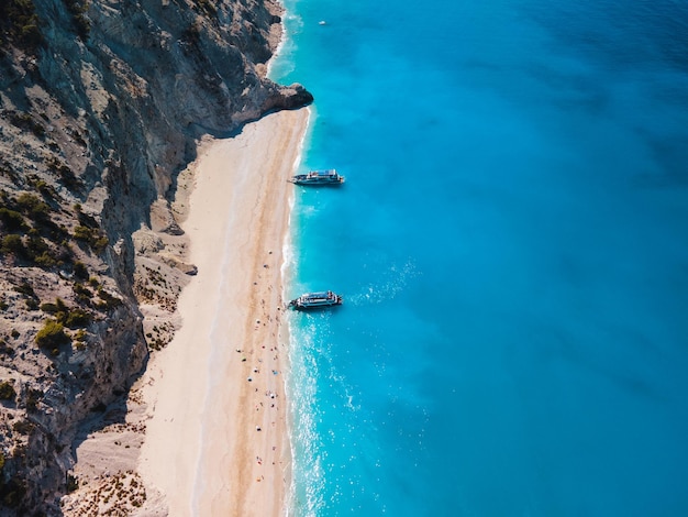 Aerial view of egremni beach Lefkada island Greece