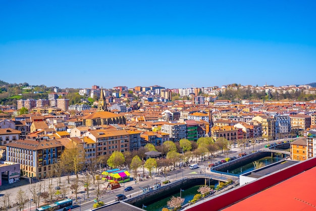 Aerial view of the Errenteria city skyline from above Gipuzkoa Basque Country