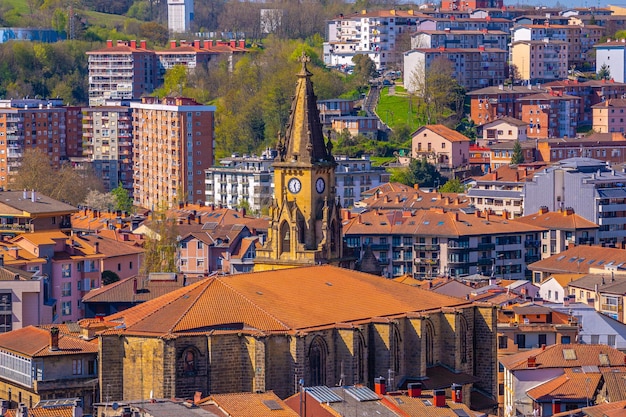 Aerial view of the Errenteria city skyline from above Gipuzkoa Basque Country