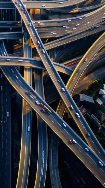 写真 空から見た高速道路 高速道路 サーカス交差点