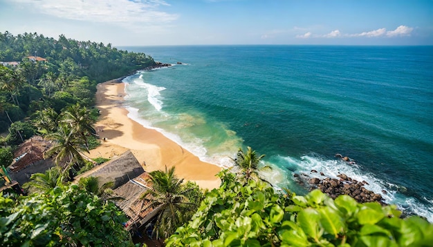 Photo aerial view of famous beach of the south coast of sri lanka area near the town of weligama high qual