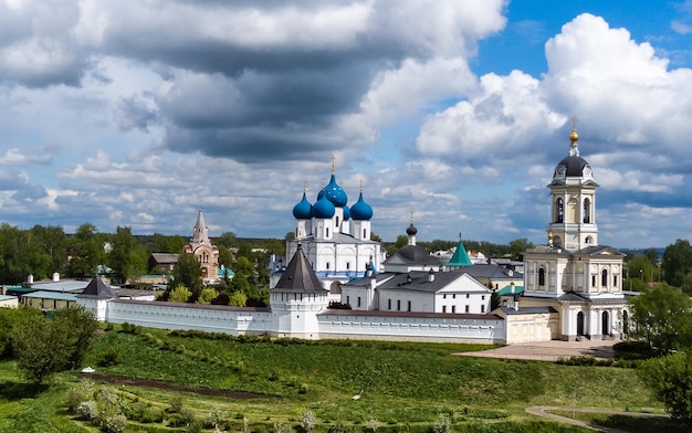 Aerial view the famouse Vysotsky men monastery in SerpukhovRussia