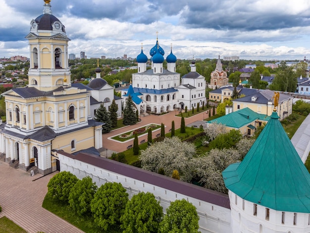 Aerial view the famouse Vysotsky men monastery in SerpukhovRussia