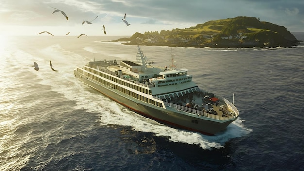 Aerial view of a ferry