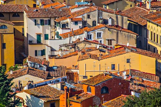 Aerial view of Florence city, tiled roof of Florence, Toscana, Italy