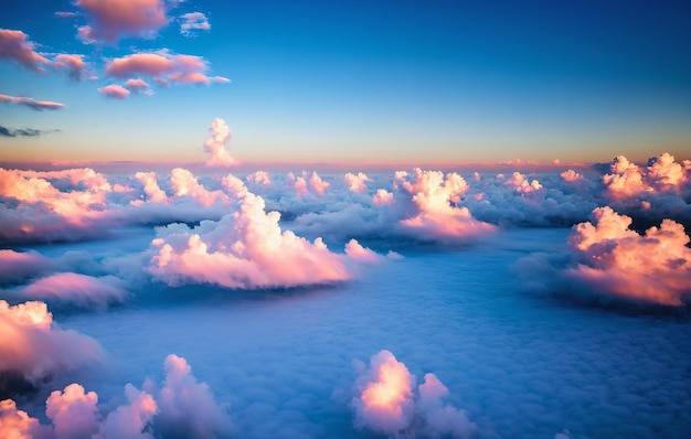 Фото Воздушный вид пушистые белые облака генеративный ии