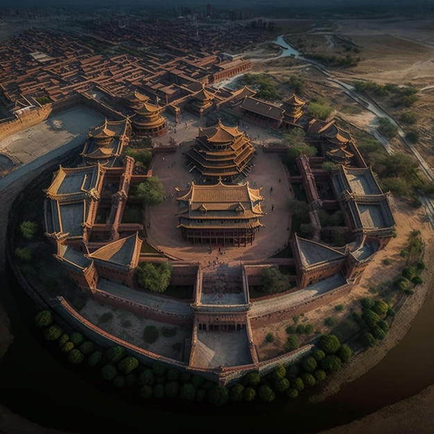 An aerial view of the forbidden city in beijing.