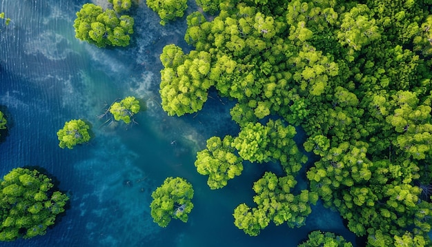 Aerial View of Forest and River Generated by AI