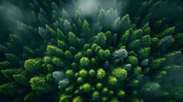 Aerial view of a forest of trees