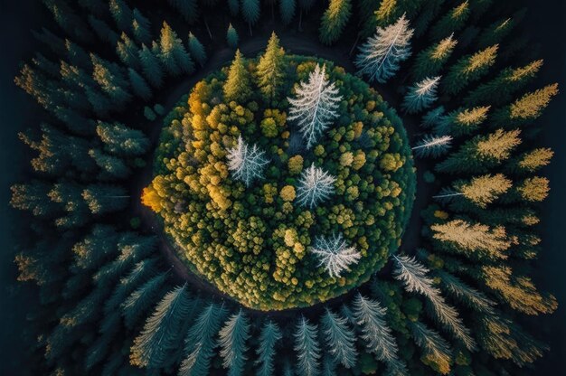 Aerial view of a forest