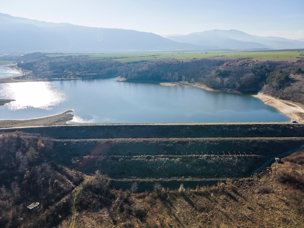 Photo aerial view of the forty springs reservoir bulgaria