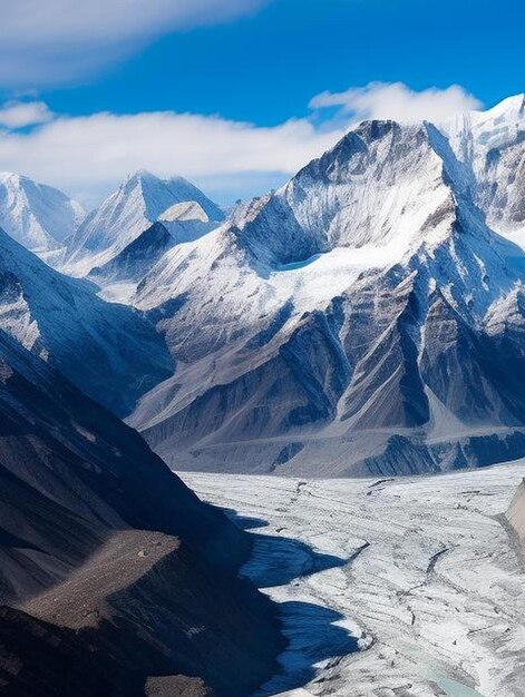 aerial view of fossil glacier in tibet