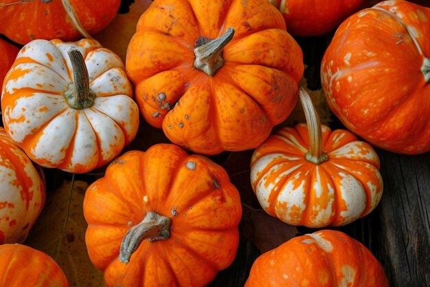 Aerial view of fresh pumpkin