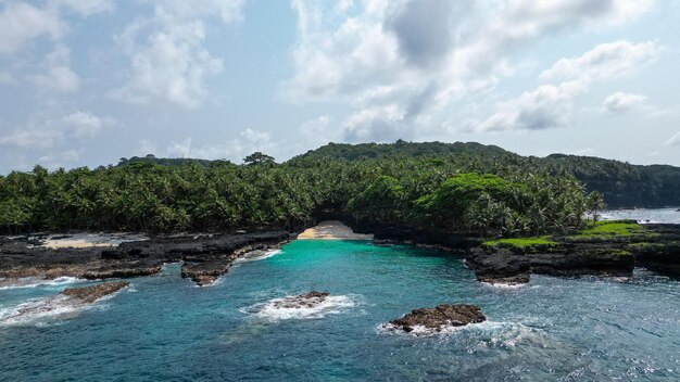 Photo aerial view from bateria beach sao tome