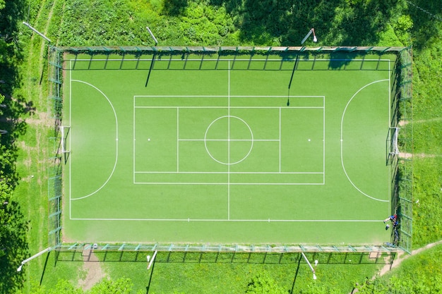 축구장의 무인 항공기에서 공중 보기