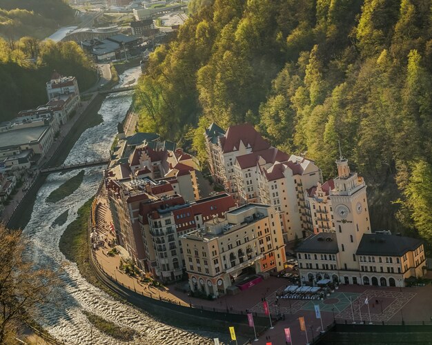 Aerial  view from the gondola (cable car) 