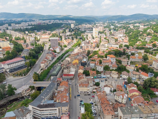 Aerial view of a Gabrovo a city in central northern Bulgaria