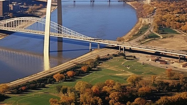 aerial view of the gateway arch and st louis mo