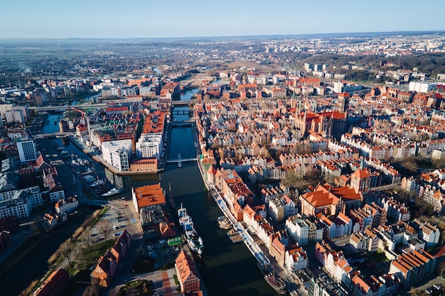 Photo aerial view of gdansk city in poland