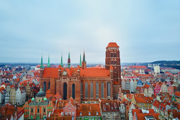 Aerial view of Gdansk city in Poland