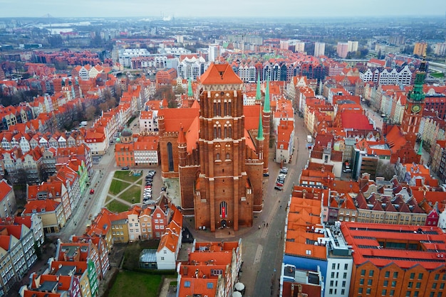 Aerial view of gdansk city in poland