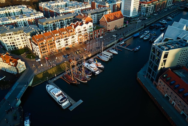 Aerial view of Gdansk city in Poland