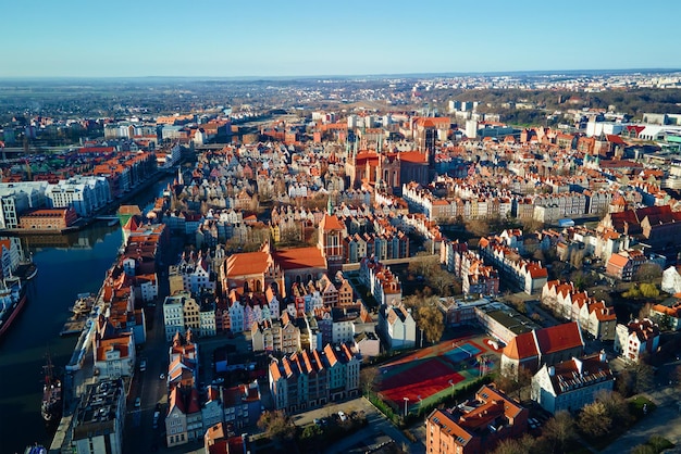 Vista aerea della città di danzica in polonia