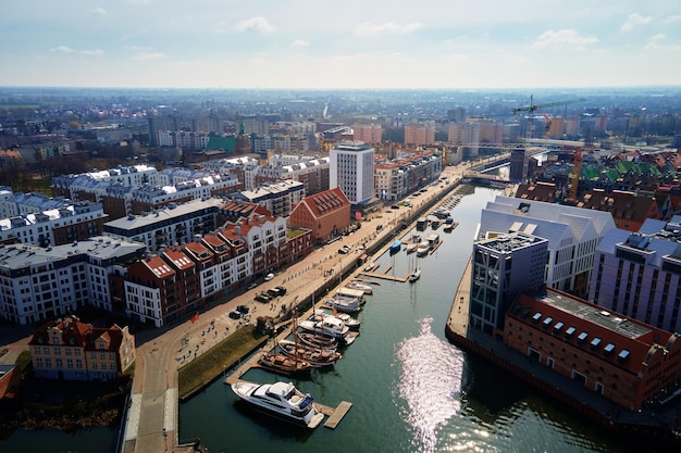 Aerial view of Gdansk city in Poland