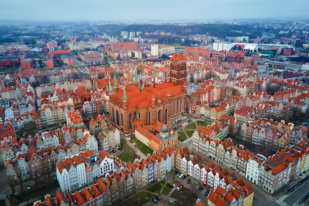 Aerial view of Gdansk city in Poland