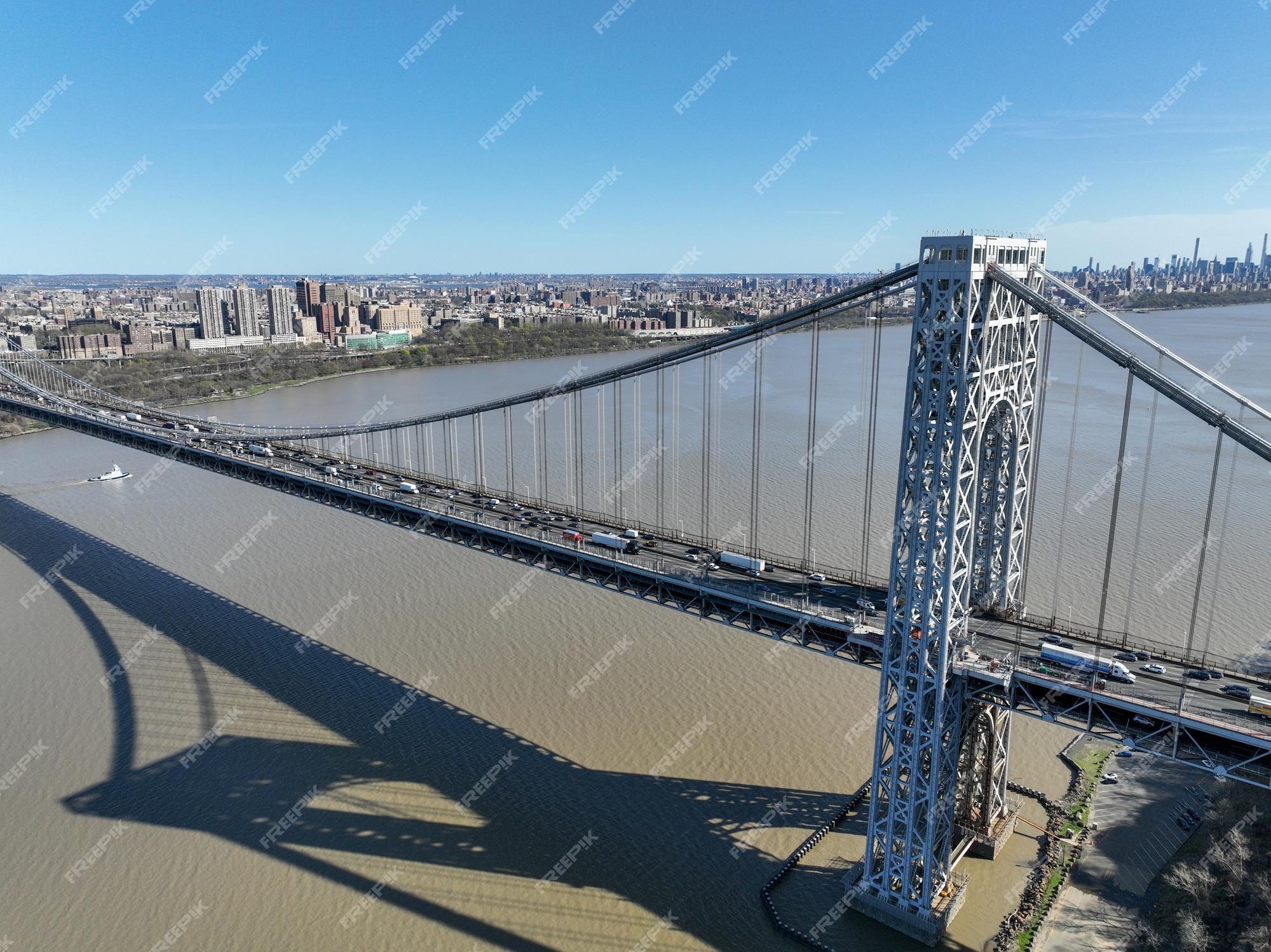 Premium Photo | Aerial view of george washington bridge in fort lee nj  george washington bridge usa