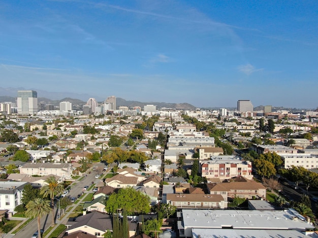 Aerial view above Glendale Los Angeles County California USA