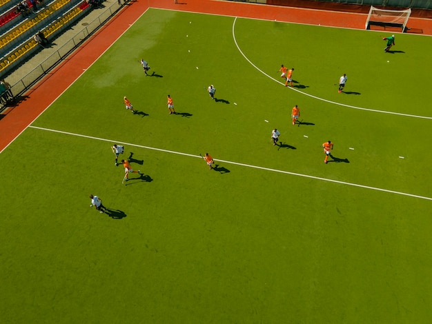 Photo aerial view of grass field for hockey