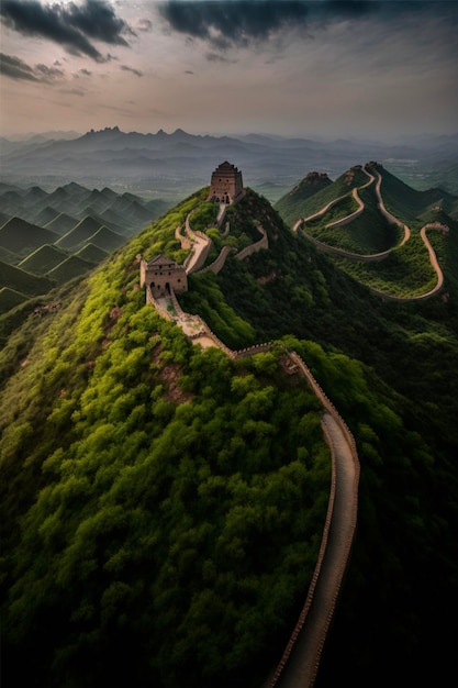 An aerial view of the great wall of china generative ai