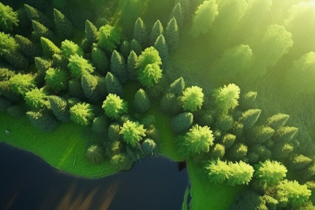 Aerial View Of Green Field Ai generative