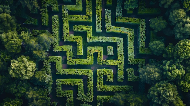 Aerial View of Green Hedge Maze