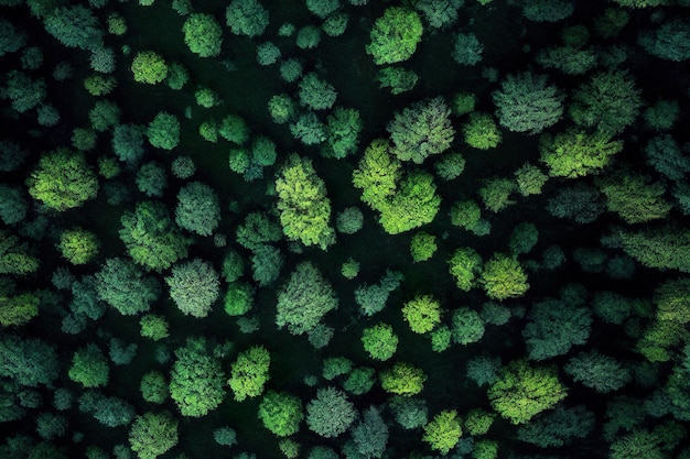 Photo aerial view of green trees in the forest nature background generative ai