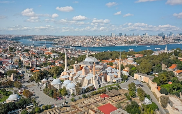 Aerial view of Hagia Sophia in Istanbul