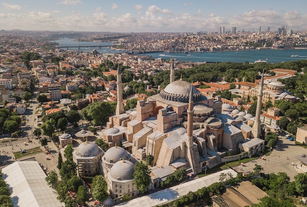 イスタンブールのアヤソフィアの空撮