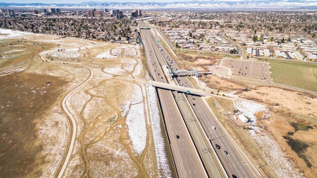 Photo aerial view of the highway during the day.