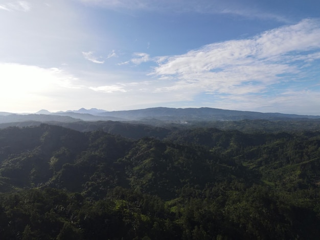 An aerial view of a hill in Bandung West Java Indonesia